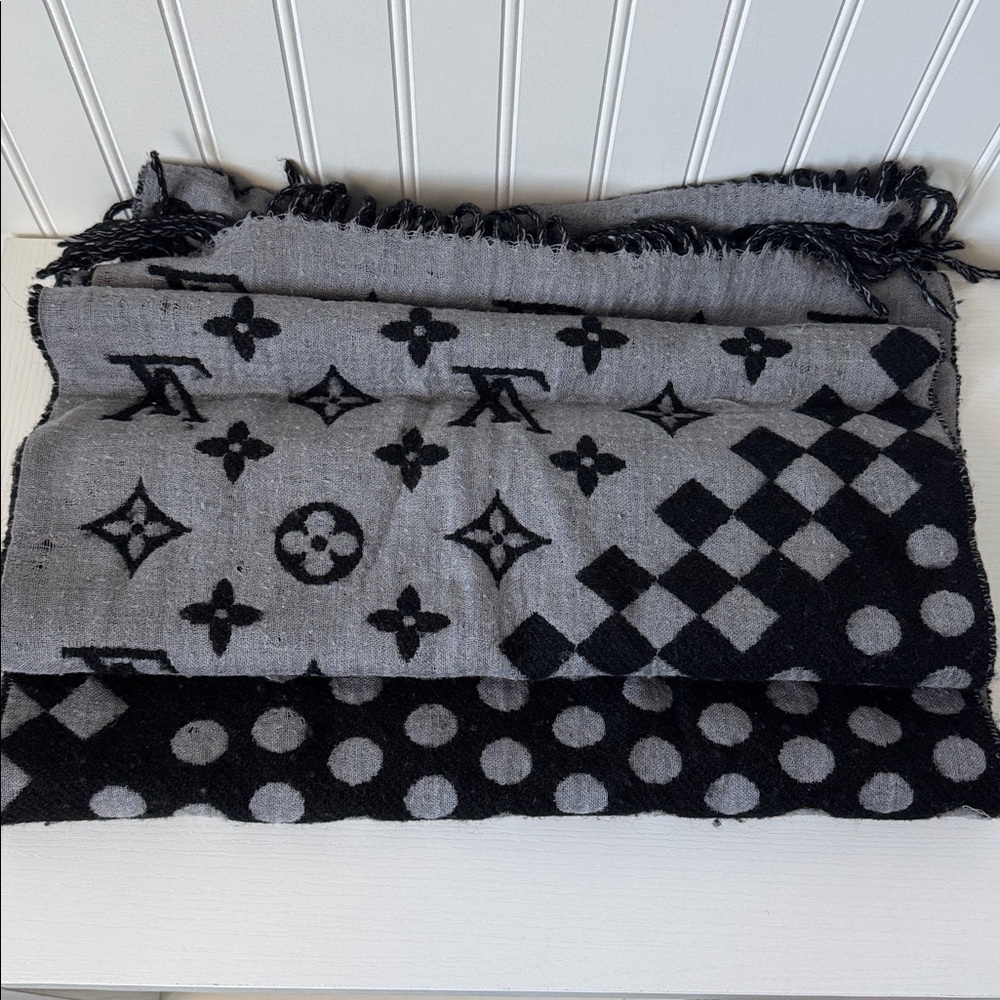 Louis Vuitton Black and Gray Polka Dot Scarf - Picture 3 of 6